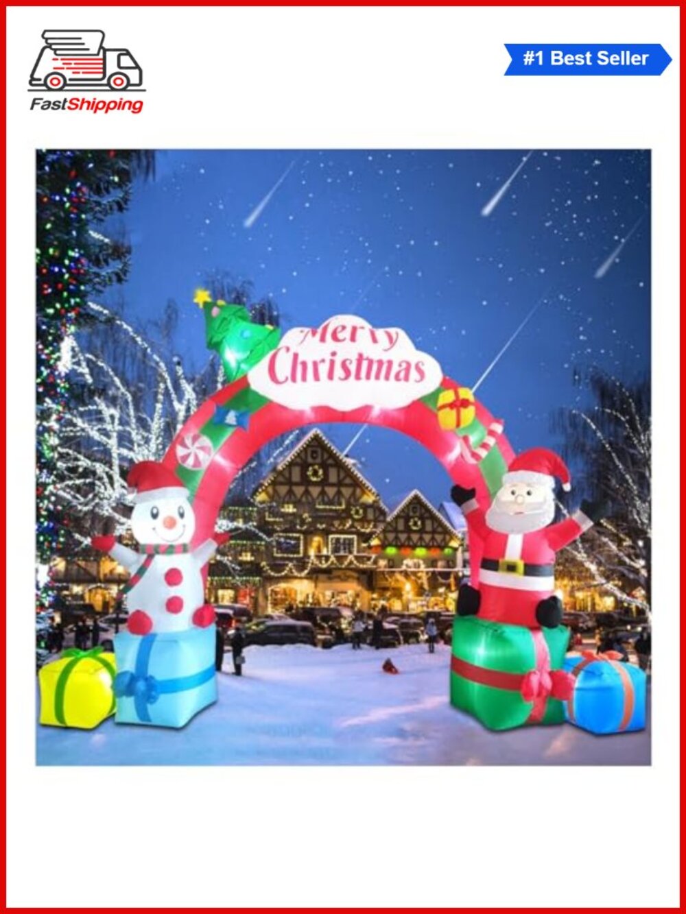 🎅 12.5FT Christmas Inflatable Archway Santa Snowman LED Yard Decor